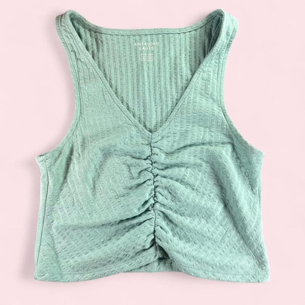 American Eagle Teal Cropped Tank‎ Top
